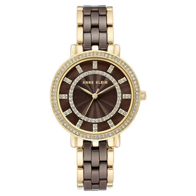 Anne Klein Quartz Analog Brown Dial Ceramic Strap Watch For Women