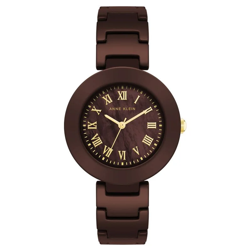 Anne Klein Quartz Analog Brown Dial Ceramic Strap Watch For Women