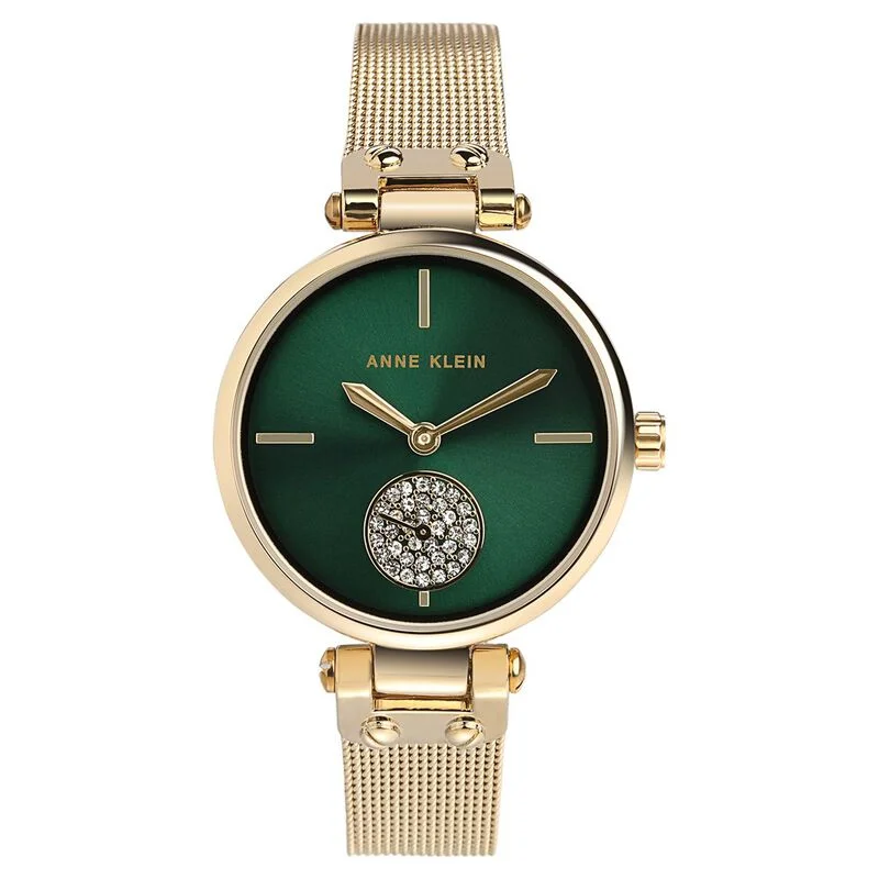 Anne Klein Quartz Analog Green Dial Metal Strap Watch For Women