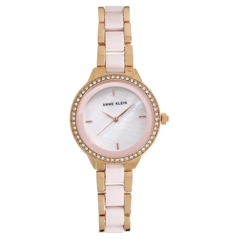 Anne Klein Quartz Analog Mother Of Pearl Dial Ceramic Strap Watch For Women