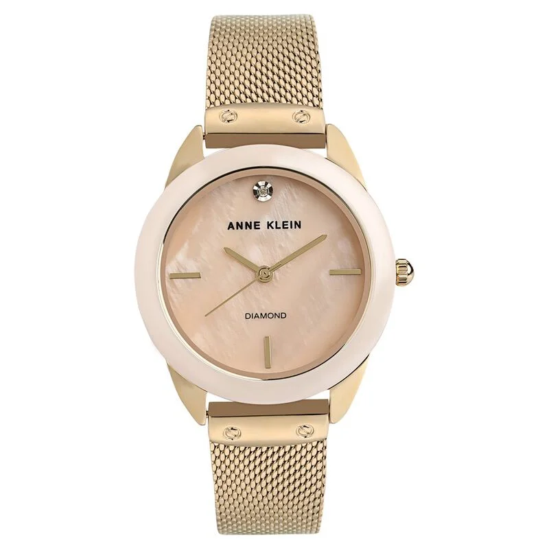 Anne Klein Quartz Analog Mother Of Pearl Dial Ceramic Strap Watch For Women