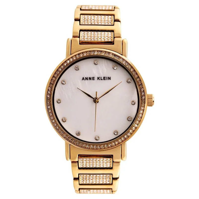 Anne Klein Quartz Analog Mother Of Pearl Dial Metal Strap Watch For Women