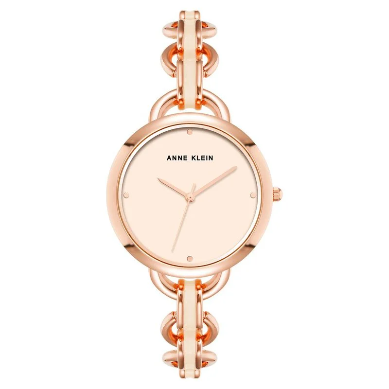 Anne Klein Quartz Analog Pink Dial Metal Strap Watch For Women