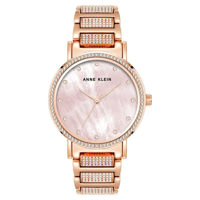 Anne Klein Quartz Analog Pink Dial Metal Strap Watch For Women