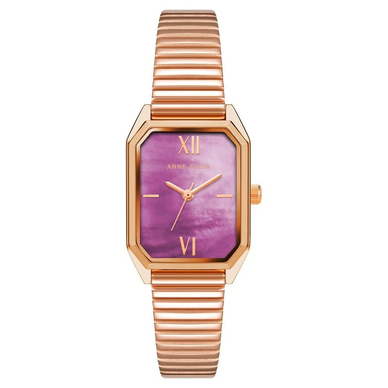 Anne Klein Quartz Analog Purple Dial Stainless Steel Strap Watch For Women