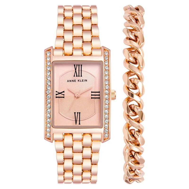 Anne Klein Quartz Analog Rose Gold Dial Metal Strap Watch For Women