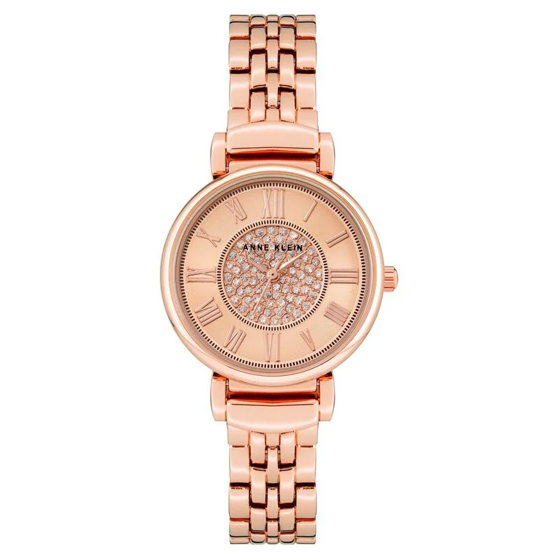 Anne Klein Quartz Analog Rose Gold Dial Metal Strap Watch For Women