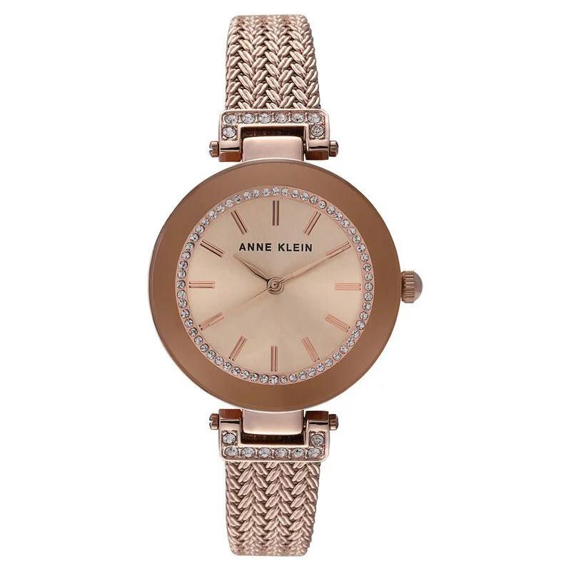 Anne Klein Quartz Analog Rose Gold Dial Metal Strap Watch For Women