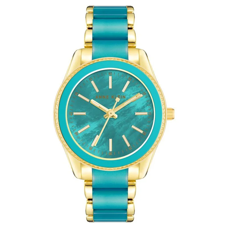 Anne Klein Quartz Analog Teal Dial Metal Strap Watch For Women