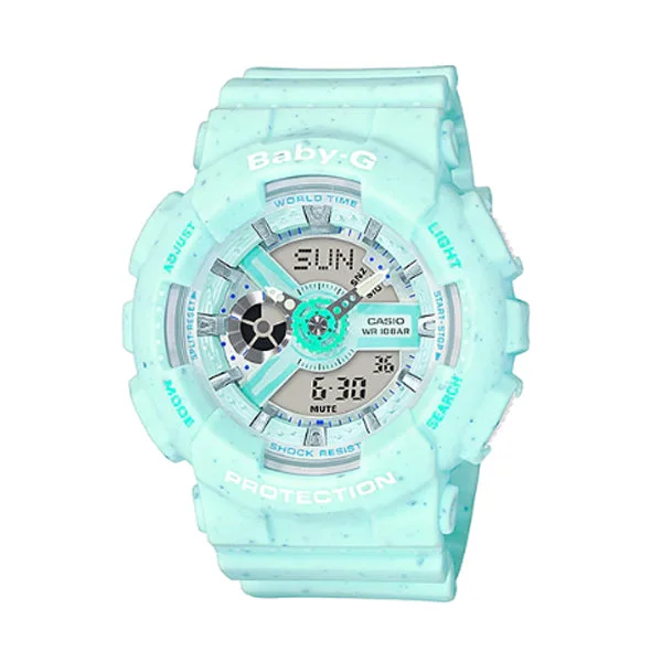 Casio Baby-G BA110 Series Pop Design Models in Pastel Colours Mint Green Resin Band Watch BA110PI-2A BA-110PI-2A