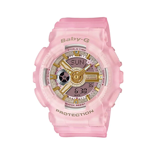 Casio Baby-G BA110 Series Special Colour Models Semi Transparent Pink Resin Band Watch BA110SC-4A BA-110SC-4A