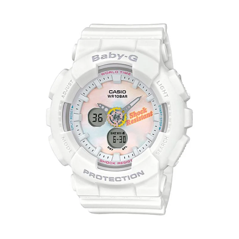 Casio Baby-G Standard Analog-Digital Beach Fashions White Resin Band Watch BA120T-7A BA-120T-7A