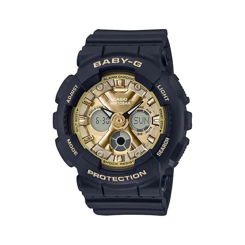 Casio Baby-G Standard Analog-Digital BA-130 Brilliantly Series Black Resin Band Watch BA130-1A3 BA-130-1A3