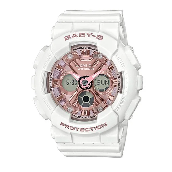 Casio Baby-G Standard Analog-Digital BA-130 Series White Resin Band Watch BA130-7A1 BA-130-7A1