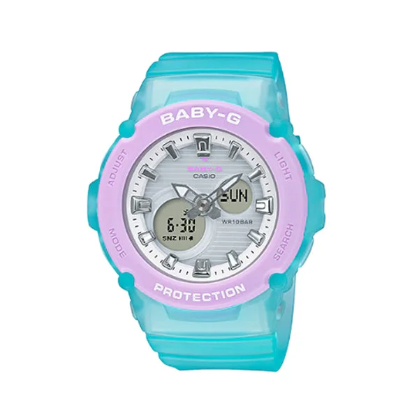 Casio Baby-G BGA270 Series in Pastel Colours Semi-Transparent Blue Resin Band Watch BGA270-2A BGA-270-2A