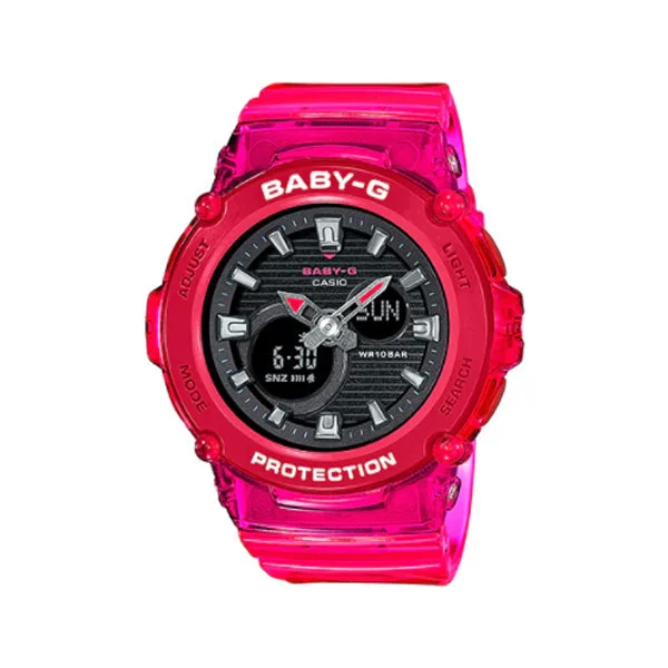 Casio Baby-G BGA270 Series in Summer Colours Pink Semi Transparent Resin Band Watch BGA270S-4A BGA-270S-4A