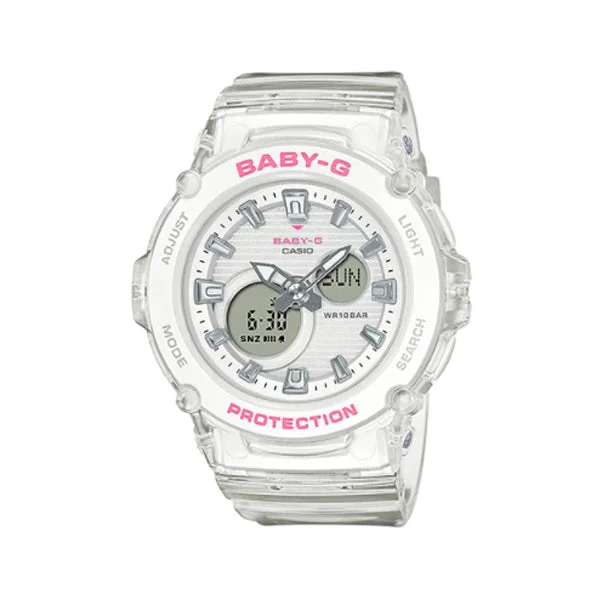 Casio Baby-G BGA270 Series in Summer Colours White Semi Transparent Band Watch BGA270S-7A BGA-270S-7A