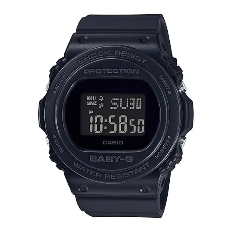 Casio Baby-G Standard Digital New Round Face Black Resin Band Watch BGD570-1D BGD-570-1D BGD-570-1