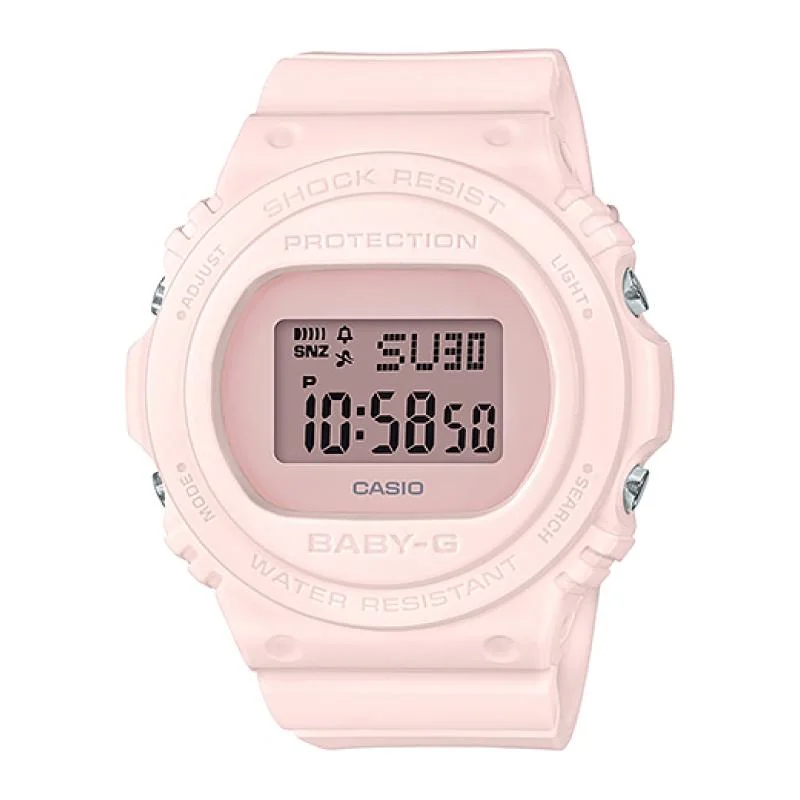 Casio Baby-G Standard Digital New Round Face Pink Resin Band Watch BGD570-4D BGD-570-4D BGD-570-4