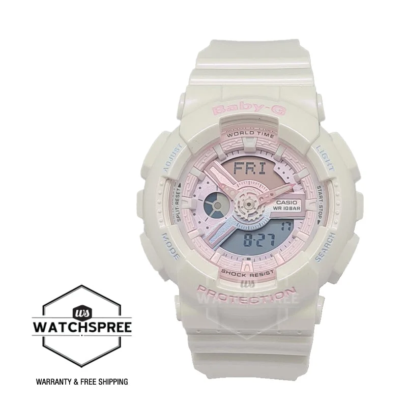 Casio Baby-G BA-110 Series Swirl Color Series White Resin Band Watch BA110PL-7A1 BA-110PL-7A1