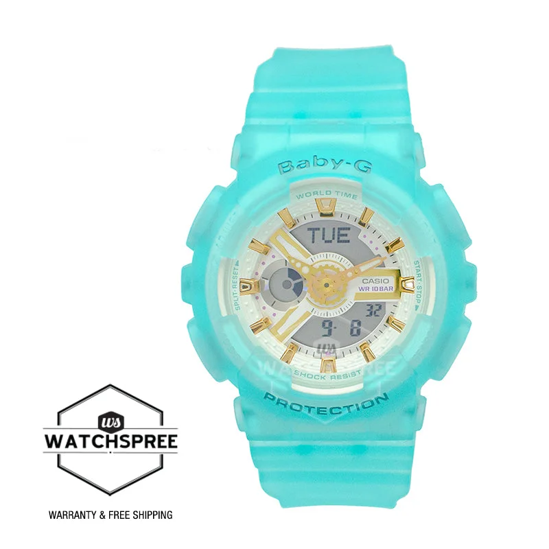 Casio Baby-G BA110 Series Special Colour Models Semi Transparent Blue Resin Band Watch BA110SC-2A BA-110SC-2A