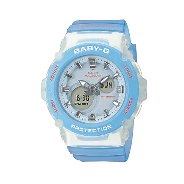 Casio Baby-G AQUAPLANET Collaboration Model Blue Semi-Transparent Resin Band Watch BGA270AQ-2A BGA-270AQ-2A