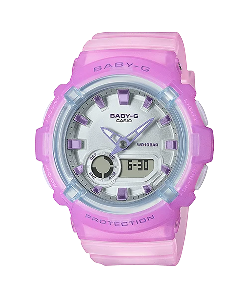 Casio Baby-G BGA-280 Lineup Light Purple Semi-Transparent Resin Band Watch BGA280-6A BGA-280-6A