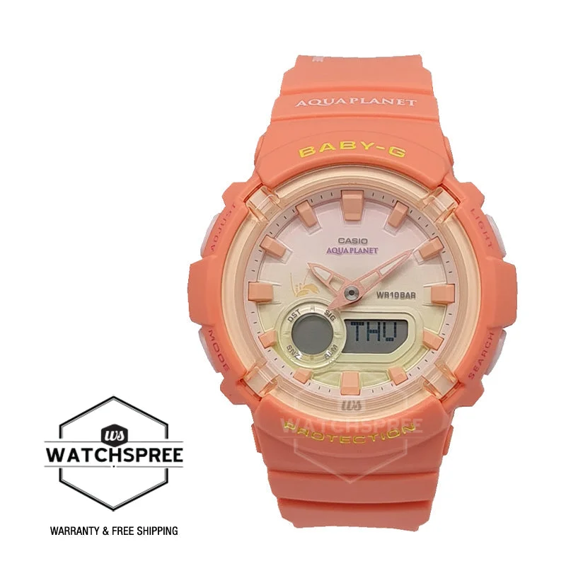 Casio Baby-G Aqua Planet BGA-280 Lineup Peach Resin Band Watch BGA280AQ-4A BGA-280AQ-4A