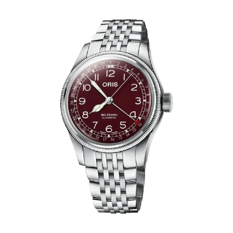 Big Crown Pointer Date Steel Maroon Dial Bracelet