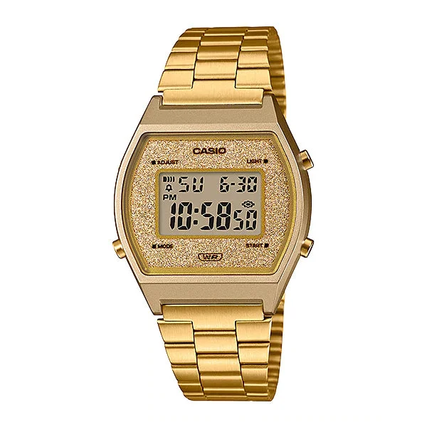 Casio Digital Gold Ion Plated Stainless Steel Band Watch B640WGG-9D B640WGG-9