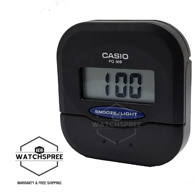 Casio Black Resin Table Clock PQ30B-1D PQ-30B-1D PQ-30B-1