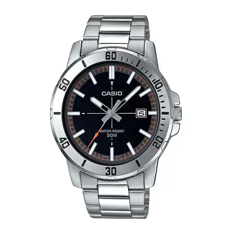 Casio MTP-VD01D-1E2V Men's Enticer Stainless Steel Black Dial Casual Analog Sporty Watch A1734