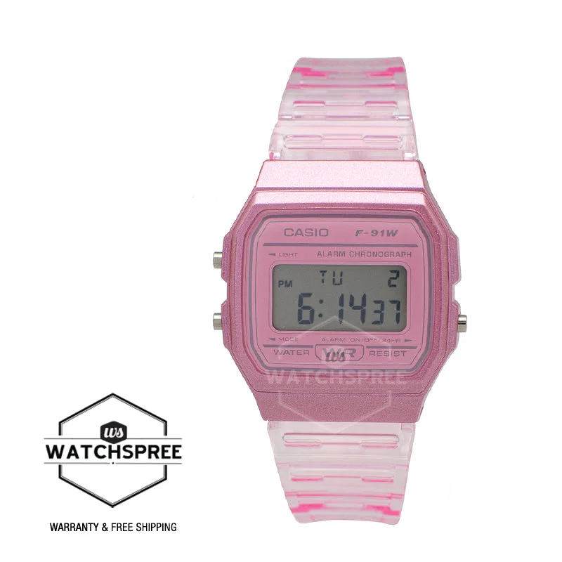 Casio Digital Pink Resin Band Watch F91WS-4D F-91WS-4