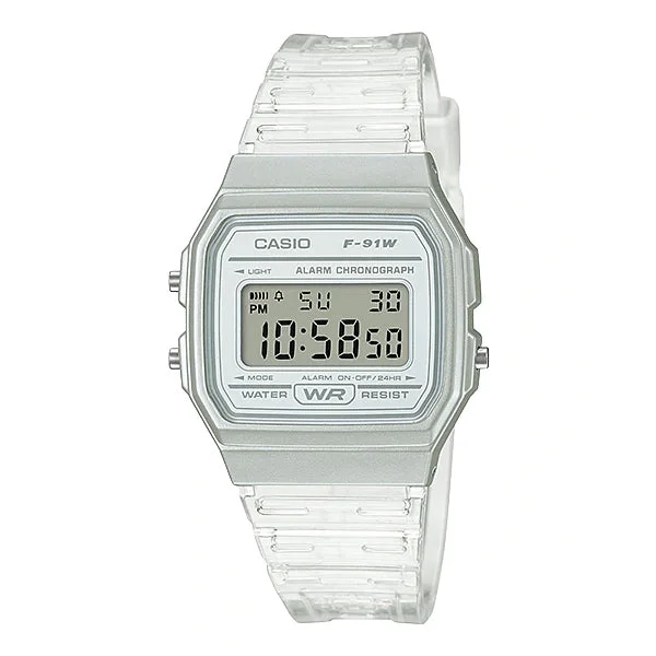 Casio Digital Transparent Resin Band Watch F91WS-7D F-91WS-7