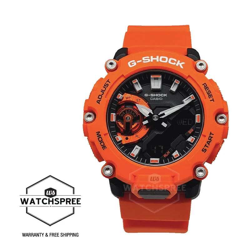 Casio G-Shock Carbon Core Guard Structure Orange Resin Band Watch GA2200M-4A GA-2200M-4A