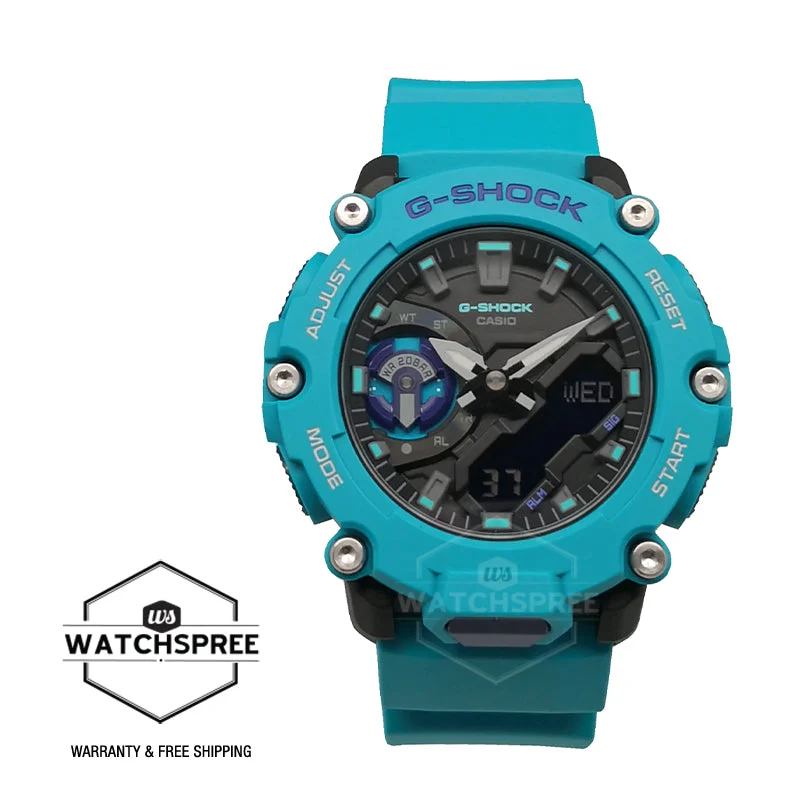 Casio G-Shock Carbon Core Guard Structure Turquoise Resin Band Watch GA2200-2A GA-2200-2A