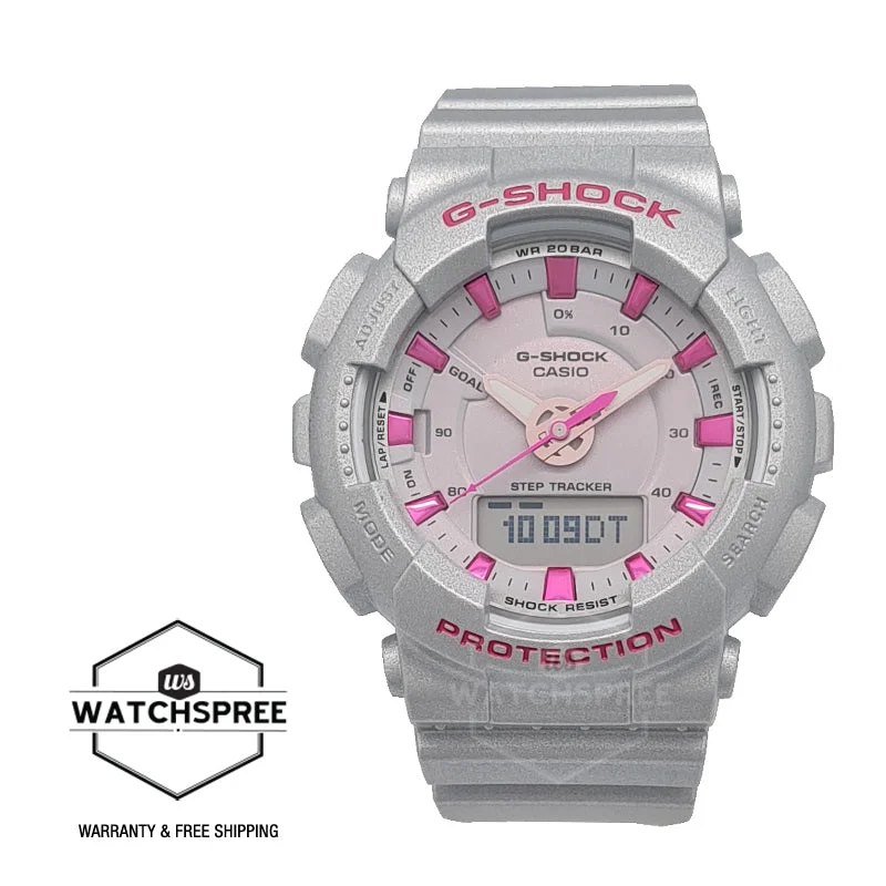 Casio G-Shock S Series for Ladies' GA-130 Lineup Glossy Grey Resin Band Watch GMAS130NP-8A GMA-S130NP-8A