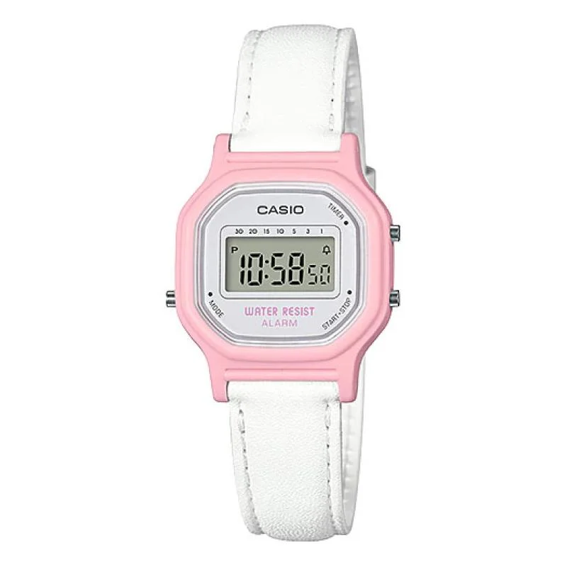 Casio Ladies' Standard Digital White Leather Band Watch LA11WL-4A LA-11WL-4A