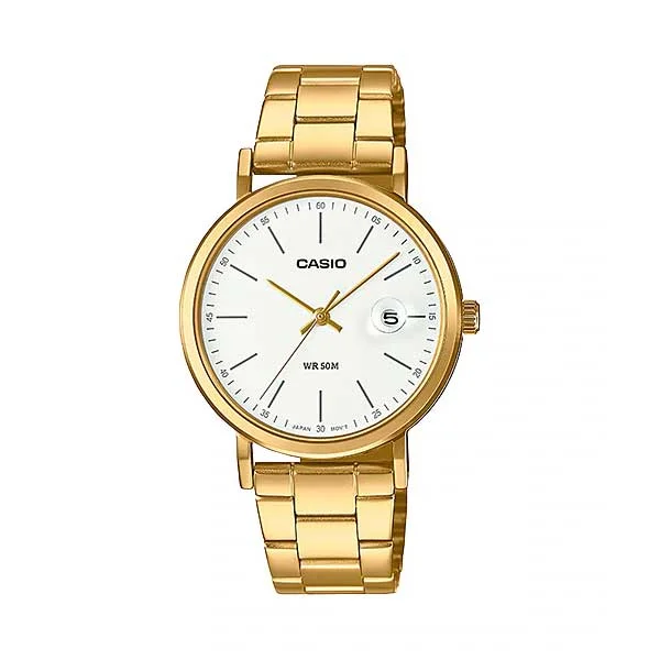 Casio Ladies' Analog Gold Ion Plated Stainless Steel Band Watch LTPE175G-7E LTP-E175G-7E