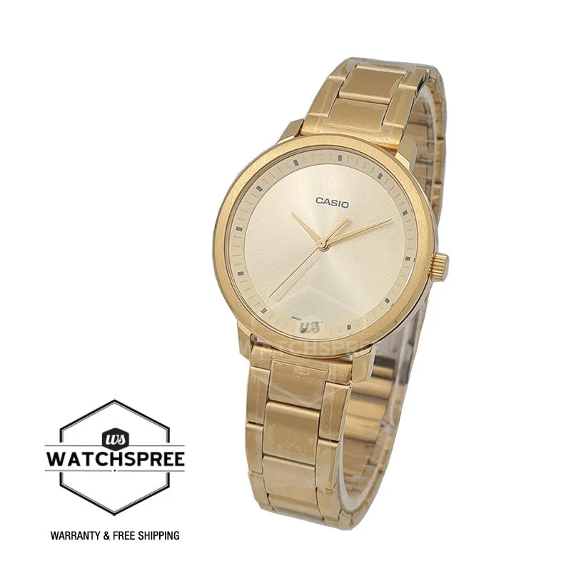 Casio Ladies' Standard Analog Gold Stainless Steel Band Watch LTPB115G-9E LTP-B115G-9E