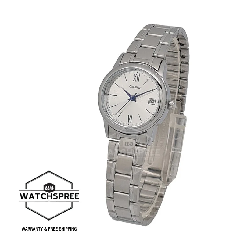 Casio Ladies' Standard Analog Silver Stainless Steel Band Watch LTPV002D-7B3 LTP-V002D-7B3