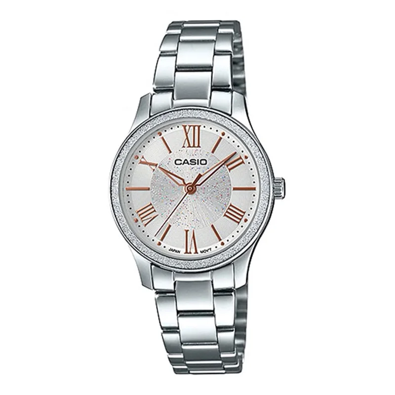 Casio Ladies' Analog Silver Stainless Steel Band Watch LTPE164D-7A LTP-E164D-7A