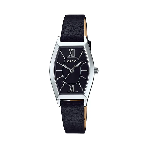 Casio Ladies' Analog Black Leather Band Watch LTPE167L-1A LTP-E167L-1A