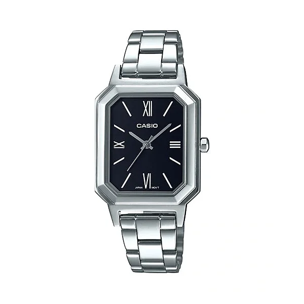 Casio Ladies' Analog Stainless Steel Band Watch LTPE168D-1B LTP-E168D-1B