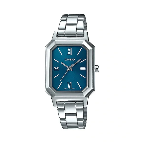 Casio Ladies' Analog Stainless Steel Band Watch LTPE168D-2B LTP-E168D-2B