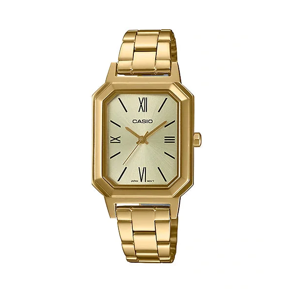 Casio Ladies' Analog Gold Ion Plated Stainless Steel Band Watch LTPE168G-9B LTP-E168G-9B