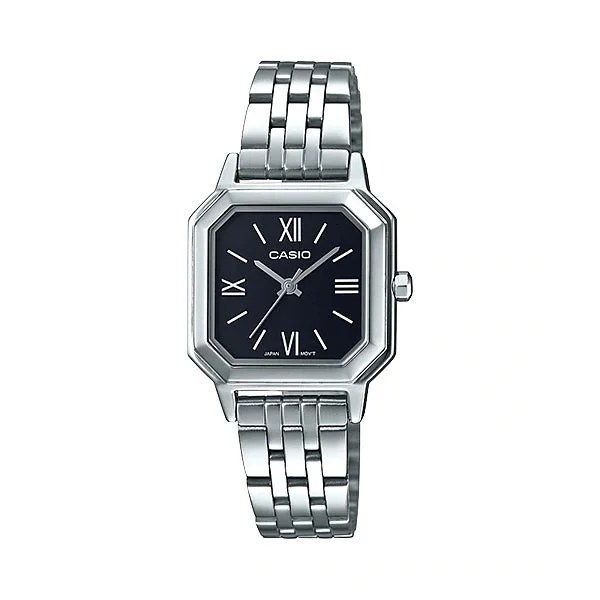 Casio Ladies' Analog Stainless Steel Band Watch LTPE169D-1B LTP-E169D-1B