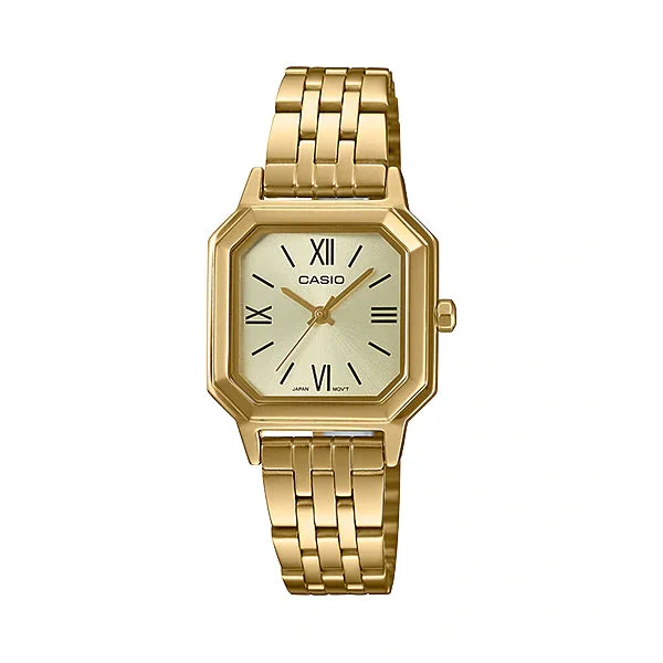 Casio Ladies' Analog Gold Ion Plated Stainless Steel Band Watch LTPE169G-9B LTP-E169G-9B