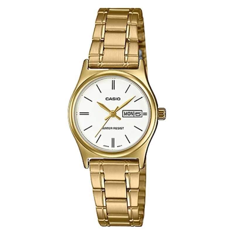 Casio Ladies' Standard Analog Gold Ion Plated Stainless Steel Band Watch LTPV006G-7B LTP-V006G-7B