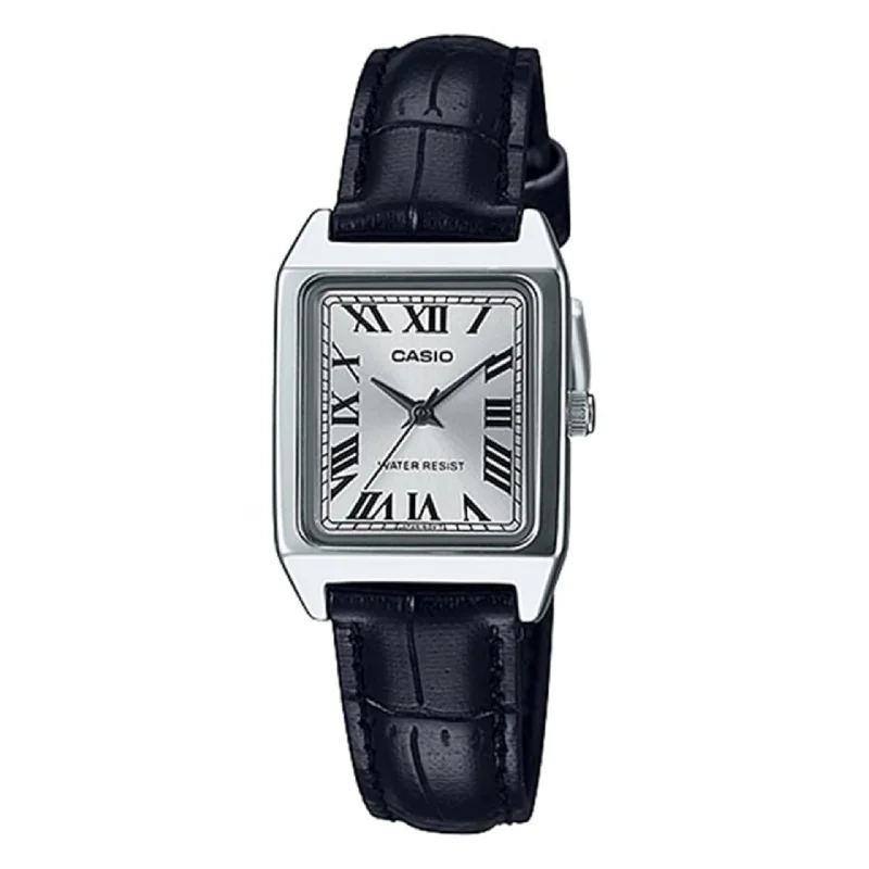 Casio Ladies' Standard Analog Black Leather Strap Watch LTPV007L-7B1 LTP-V007L-7B1